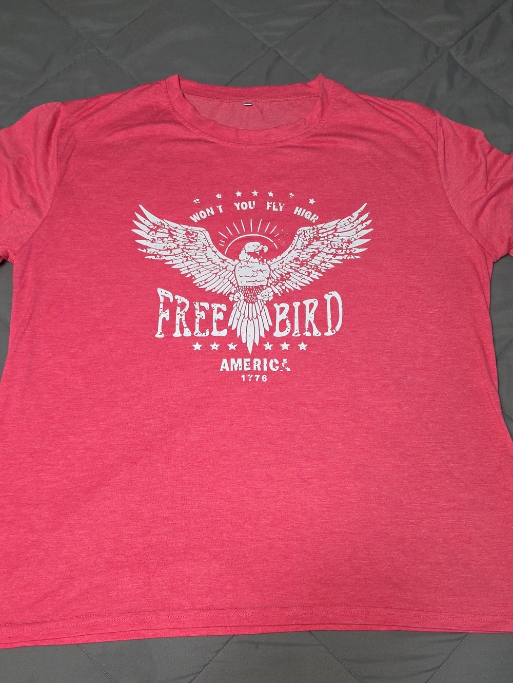 Free Bird Graphic Tee in Heather Pink - Unbranded